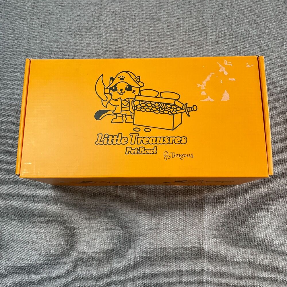 Little Treasures Pet Bowl by Tengous Raised Double Bowl White Plastic w/ Storage